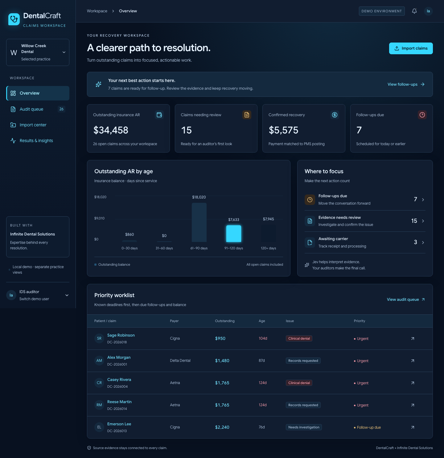 Claims Workspace interface preview